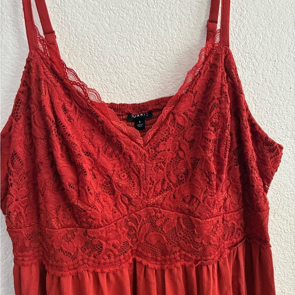 Torrid Ruffled Smocked  Lace Babydoll
Spaghetti Strap Crinkle Gauze Tank Top 1 - Picture 5 of 11